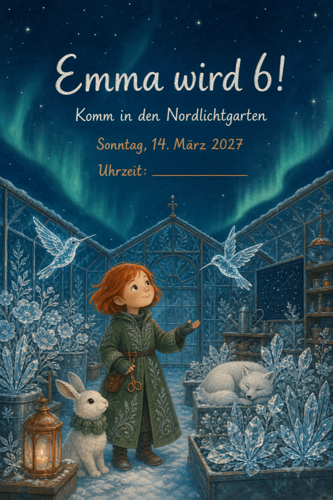 Einladungskarte als Beispiel, mit Platzhaltertext statt echtem Namen