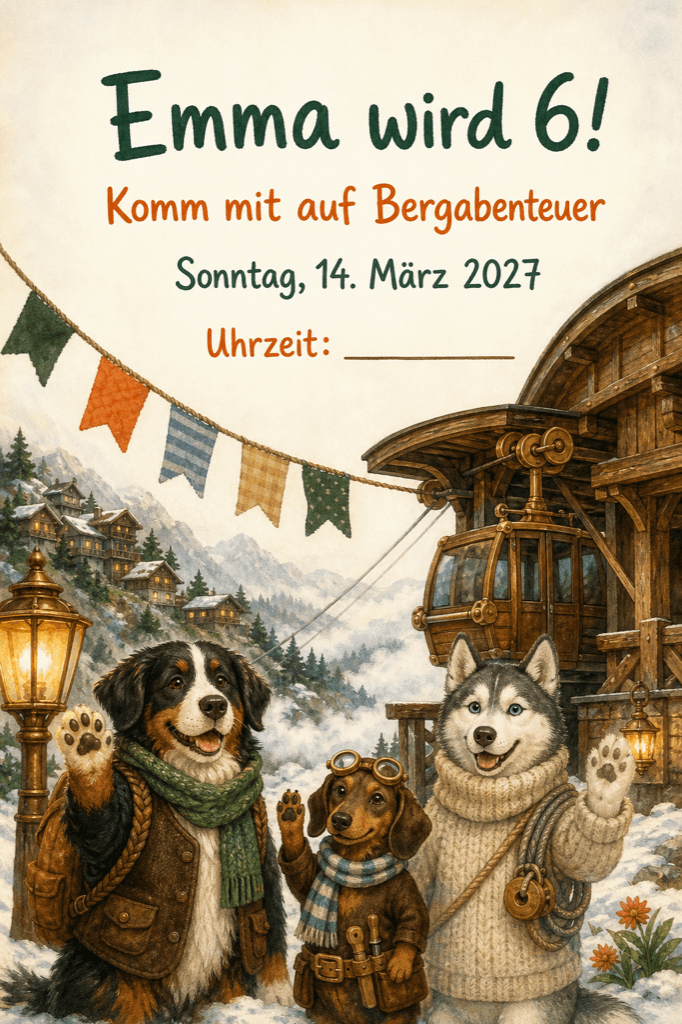 Einladungskarte als Beispiel, mit Platzhaltertext statt echtem Namen